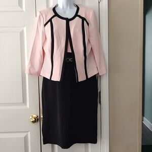 Sandra Darren  pink black  2 pc dress and jacket set  Sz 10  NWT